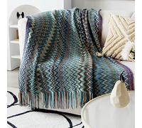 1 pièce Couverture En Tricot Pour Le Lit , Bureau , Climatiseur Chambre , Canapé , Voiture Ou Sieste Couverture Taille UniqueGéométriqueTissu tricoté
