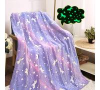 1 pièce Couverture fluorescente, couverture en microfibre douce et moelleuse, convient à diverses occasions, peut être utilisée comme cadeau 100*150,150*200,130*150,70*100Cartoon,Galaxie,Tout ImpriméF
