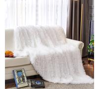 1 pièce Couverture longue en peluche blanche, grande, double, extra-large disponible, couverture longue en peluche luxueuse et moelleuse, douce et confortable, convient pour la maison, le canapé, le s