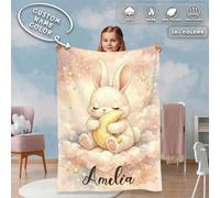 1 pièce Couverture personnalisable avec nom, multifonctionnelle pour chambre, canapé de salon, plage extérieure, camping, animaux de compagnie, linge de lit imprimé avec texte personnalisé famille/ani