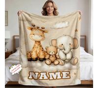 1 pièce Couverture personnalisable avec photo/nom - Flanelle beige douce, impression numérique, idéal pour les cadeaux personnalisés, la décoration de la chambre et les soirées cocooning, Couverture p