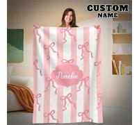 1 pièce Couverture personnalisée avec nom, lit, salon, canapé, extérieur, plage, camping, animaux de compagnie, texte personnalisé famille/animal de compagnie/couple imprimé, cadeau de Noël personnali