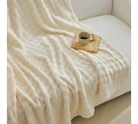1 pièce Couverture simple, Couverture de climatisation fine d'été, Couverture en tissu de flanelle, Couverture de couleur unie blanc crème, Couverture de lit, Couverture de canapé, Couverture de prote