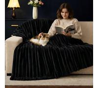 1 pièce Couverture texturée à rayures larges ultra douce, couverture en fausse fourrure de lapin à poils coupés, décoration de chambre rose, couverture de sieste en flanelle de peluche de lait pour Ha