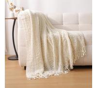 1 pièce Couvre-lit de couleur unie, couverture acrylique rectangulaire à franges de style américain, couverture en tricot pour la sieste au bureau, housse de canapé Taille UniqueGéométriqueTissu trico