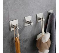 1 pièce Crochet adhésif pour peignoir/serviette en acier inoxydable, porte-clés mural, étagère de rangement pour salle de bain/cuisine, porte-manteau, crochet de porte de douche anti-rouille, petit or