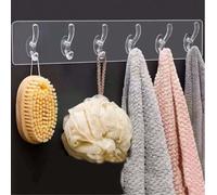 1 pièce Crochet mural à six rangées sans perçage, autocollant puissant, accessoire de salle de bain, outils de salle de bain Taille UniquePMMA