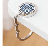 1 pièce Crochet mural en céramique bleu et blanc vintage - Décoration de bureau élégante, motif floral, support compact en céramique pour sac, convient pour la maison, le bureau ou les cadeaux, décora