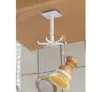1 pièce Crochet pivotant pour salle de bain, crochet multifonctionnel à six griffes, sans besoin de percer et coller sur les armoires en plastique, support rétractable de rangement pour ustensiles de 