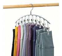 1 pièce de cintre, support de suspension rotatif, cintre incurvé gain de place pour pantalons de yoga et leggings - organisateur de placard avec 10 pinces, cintre à pantalons et chaussettes pour bouti