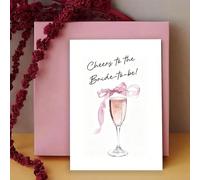 1 pièce de "Félicitations à la future mariée !" Carte de douche de mariage - Une carte de célébration élégante avec un fond crème doux, une illustration à l'aquarelle d'une flûte à champagne ornée d'a
