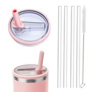 1 pièce de rechange couvercle de paille de rouleau de 40 OZ pour Stanley quencher 1.2l, kit de couvercle de rouleau réutilisable avec 4 pailles et 1 brosse de nettoyage (Rose, 40oz)