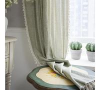 1 pièce de Rideau occultant en jacquard tricoté vert, style nordique bohème avec un design tricoté rayé ajouré. Rideau décoratif pour chambre à coucher, convient pour la cuisine, la chambre, la salle 
