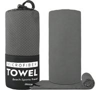 1 pièce de serviette rapide à sécher de couleur gris foncé, faite de microfibre super douce, ultra-fine et légère avec une forte absorption d'eau. Convient pour les sports de plein air, le camping, la