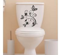 1 pièce Décalcomanie de couvercle de toilette à motif papillon et floral, autocollants, décalcomanie murale, décalcomanie en vinyle pour la décoration de la maison, articles de décoration printanière 