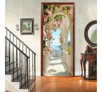 1 pièce Décoration d'arche blanche de style moderne avec ornement de rose, incluant un autocollant de porte avec vue sur , sticker mural amovible pour chambre à coucher, art abstrait, sans alimentatio