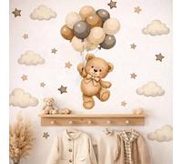 1 pièce Décoration de chambre Autocollant mural Lune Montgolfière Football Ours en peluche, Étagère de rangement réutilisable style campagnard automnal pour chambre d'enfant, Décoration vintage pour n