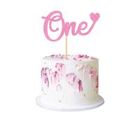 1 pièce Décoration de gâteau pour le 1er anniversaire, fournitures pour décoration de gâteau pailleté, premier anniversaire, drapeau de fête de gâteau "ONE", Noël Taille UniqueLettres,PlantesPapetier