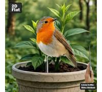 1 pièce Décoration de pot de plante en acrylique en forme d'oiseau rouge-gorge, convient comme cadeau toute l'année. Impression plate 2D, résistant au vent et au soleil, sans alimentation électrique n
