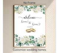 1 pièce Décoration murale de mariage personnalisée, panneau de bienvenue de mariage personnalisé sur canevas, décoration de mariage, art mural personnalisé, panneau d'entrée, nom de mariage, décoratio