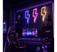 1 pièce Décoration murale de salle de jeu avec lumière néon LED suspendue en forme d'éclair, alimentée par pile/USB, lumière d'ambiance nocturne pour scène de fête à la maison et vacances, décoration 