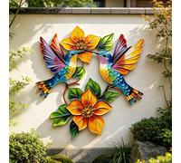 1 pièce Décoration murale en métal colibri - Design plat 2D, colibri coloré et fleur, facile à accrocher, convient pour la décoration de la maison, de la chambre, du jardin, du salon, de la véranda, d
