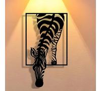 1 pièce Décoration murale en métal élégante et minimaliste avec motif zébré, plaque de suspension en fer, convient pour le bureau, le salon, la chambre, le patio, la cuisine, le jardin, le hall d'entr