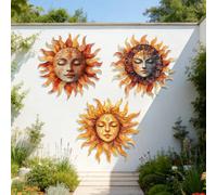 1 pièce Décoration murale en métal en forme de soleil - Art mural plat 2D en forme de visage de soleil coloré, convient pour la décoration intérieure/extérieure de style bohème, décoration de jardin, 