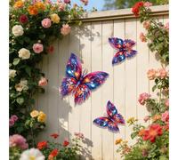 1 pièce Décoration murale en métal papillon 2D plat de luxe bleu or/ciel étoilé coloré - Style bohème, décoration murale vintage, convient pour le salon, l'entrée, le balcon, la terrasse, le jardin, l