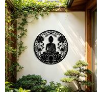 1 pièce Décoration murale en métal style bohème Bouddha Lotus, motif mandala zen silhouette noire, convient pour la décoration intérieure et extérieure de la maison, salon, bureau, patio et salle de t