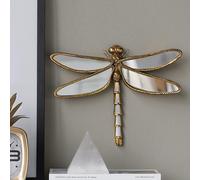 1 pièce Décoration murale suspendue en résine de luxe avec libellule, décoration murale créative pour le salon, artisanat de décoration pour la maison, miroir mural vintage de luxe français pour l'ent