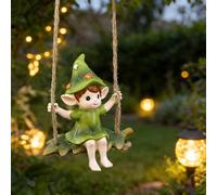 1 pièce Décoration suspendue de lutin vert, ornement artisanal en résine, décoration suspendue d'arbre de jardin de printemps, figurine en résine, décoration de fête, décoration d'Halloween ABS