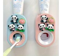 1 pièce Distributeur de dentifrice panda facile à installer - Monté au mur, sans perçage, presse-tube mignon - Accessoire parfait pour la salle de bain et cadeau de Noël/Halloween/Saint-Valentin Panda