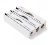 1 pièce Distributeur de film alimentaire en plastique de bambou blanc avec coupe-film, boîte de rangement 3-en-1 pour papier aluminium et papier alimentaire, taille : 33*21*7cm, organisateur de tiroir
