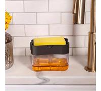 1 pièce Distributeur de savon à vaisselle créatif avec boîte à savon à pression et éponge, support, y compris l'éponge. Accessoires de cuisine et de salle de bain, décoration de maison, décoration d'a