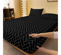 1 pièce Drap-housse à motif géométrique ajusté simple à motif géométrique anti-poussière pour 135*50,90cm*200cm,99cm*190cm,120cm*200cm,138cm*190cm,150cm*200cm,153cm*203cm,180cm*200cm,198cm*203cm,200cm