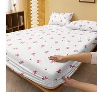 1 pièce Drap-housse ajusté à motif nœud rose, housse de protection, couvre-lit convenant aux tailles double, full, queen, standard, s'adapte aux matelas de 11,8 pouces de profondeur, doux et respirant