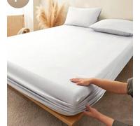1 pièce Drap-housse blanc de couleur unie, protecteur de matelas, couvre-lit, doux et respirant, convient à différentes tailles de lit - Jumeau, Double, Queen, King, conception à poche profonde, profo