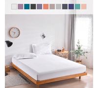 1 pièce Drap housse blanc, style minimaliste et sobre, literie en fibre, convient pour la chambre à coucher, la chambre d'amis, protège-matelas, disponible en plusieurs tailles (1 pièce drap housse se