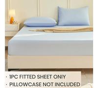 1 pièce Drap-housse bleu clair unicolore, protège-matelas, housse de matelas, doux et respirant, convient aux lits jumeaux, doubles, queen et king size, poche profonde jusqu'à 11,8 pouces, literie de