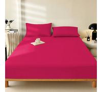 1 pièce Drap-housse de couleur rose foncé unie, protecteur de matelas pour lit simple, double, grand, queen size, poche profonde jusqu'à 11,8 pouces, doux et respirant, résistant aux plis, lavable en 