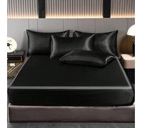 1 pièce Drap-housse en satin, literie, draps de lit, couvre-lit, housse de matelas en soie, literie douce et confortable pour la chambre, pour tailles Queen, King, Twin, Full sans rembourrage, poche p