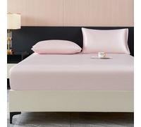 1 pièce Drap-housse en satin rose clair unicolore, drap-housse en soie simulée avec 1 pièce de drap-housse. Housse de matelas pour la Saint-Valentin. Ensemble de literie moderne et douce pour la maiso