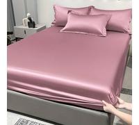 1 pièce Drap-housse en satin unicolore, 1 pièce Couvre-lit en soie rose foncé, décoration de lit 90cm*200cm,99cm*190cm,120cm*200cm,138cm*190cm,150cm*200cm,153cm*203cm,180cm*200cm,198cm*203cm,200cm*200