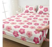 1 pièce Drap-housse floral rose, literie, protège-matelas, couvre-lit, textile de maison, respirant anti-boulochage, décoration d'intérieur, convient à toutes les tailles de lit - simple, double, quee