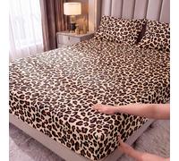 1 pièce Drap-housse imprimé léopard, literie, protège-matelas, couvre-lit, décoration de chambre, anti-poussière & antidérapant, doux pour la peau & respirant, super doux & léger, convient aux lits ju