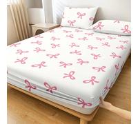 1 pièce Drap-housse, Literie de dortoir, Protecteur de matelas avec grand nœud rose, Couvre-lit, Décoration de chambre confortable, Rentrée scolaire, Léger, doux pour la peau et respirant, Super doux 