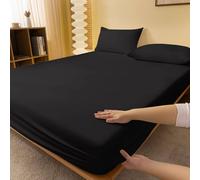 1 pièce Drap-housse matelassé de couleur unie doux et respirant, drap-housse minimaliste et moderne, couvre-matelas, parure de lit rose, linge de maison blanc, ensemble de literie de taille twin, couv