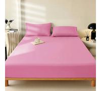 1 pièce Drap-housse rose foncé unicolore, protège-matelas, housse de matelas, drap-housse, doux et respirant, convient à toutes les tailles de lit - simple, double, queen, king, poche profonde jusqu'à