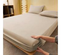 1 pièce Drap-housse unicolore kaki, protège-matelas, housse de matelas, doux et respirant, convient aux lits jumeaux, doubles, queen et king size, poche profonde jusqu'à 11,8 pouces, literie de dortoi